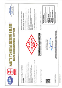 TS EN ISO 9001 2015 QUALITY MANAGEMENT SYSTEM CERTIFICATE