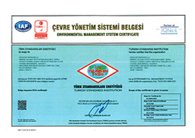 TS EN ISO 14001 2015 ENVIRONMENTAL MANAGEMENT SYSTEM CERTIFICATE